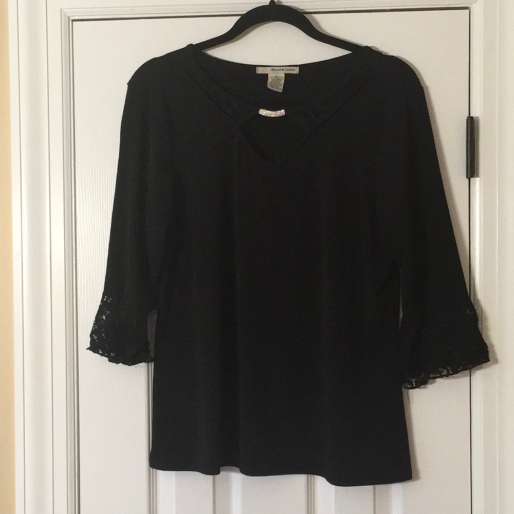 Belah and Codey Black Lace Bell Sleeve Blouse